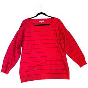 One A Red Striped Sweater Size 2X Preppy Minimalist Oversized Fall
A179